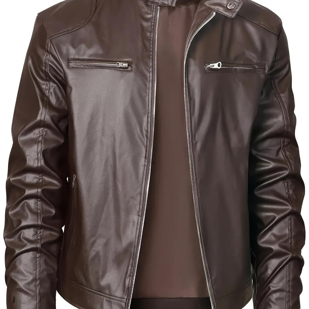 Herren Stylische Lederjacke | Reißverschluss-Design