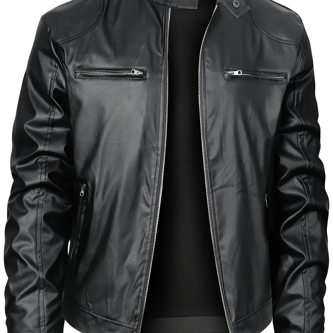 Herren Stylische Lederjacke | Reißverschluss-Design
