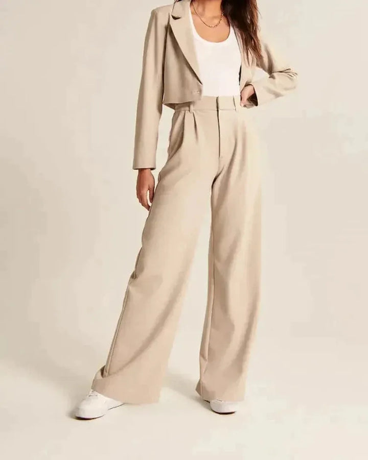 Damen Moderne Hoch Taillierte Hose | Weites Bein