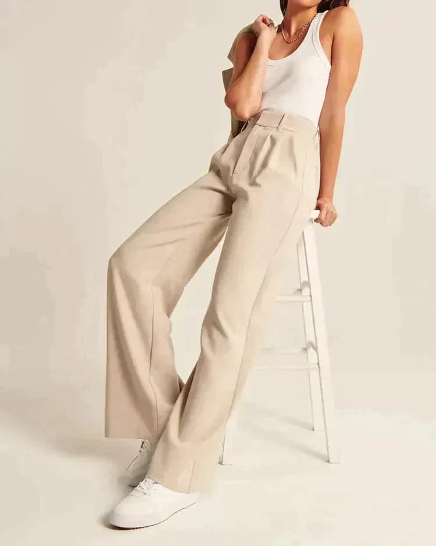 Damen Moderne Hoch Taillierte Hose | Weites Bein