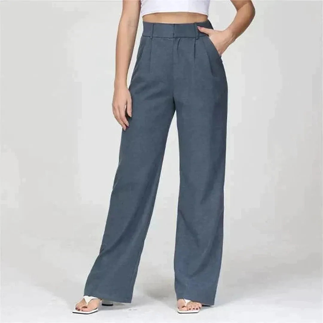 Damen Moderne Hoch Taillierte Hose | Weites Bein