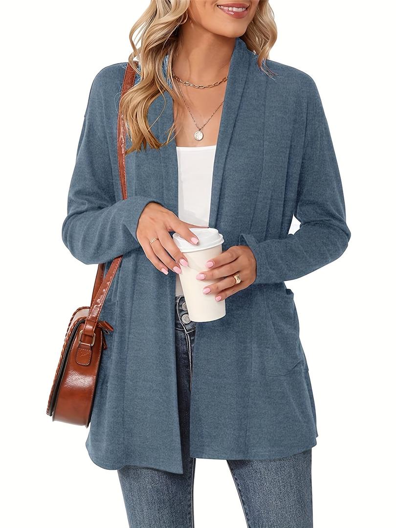 Damen Strickcardigan Mit Langarm | Offener Vordere