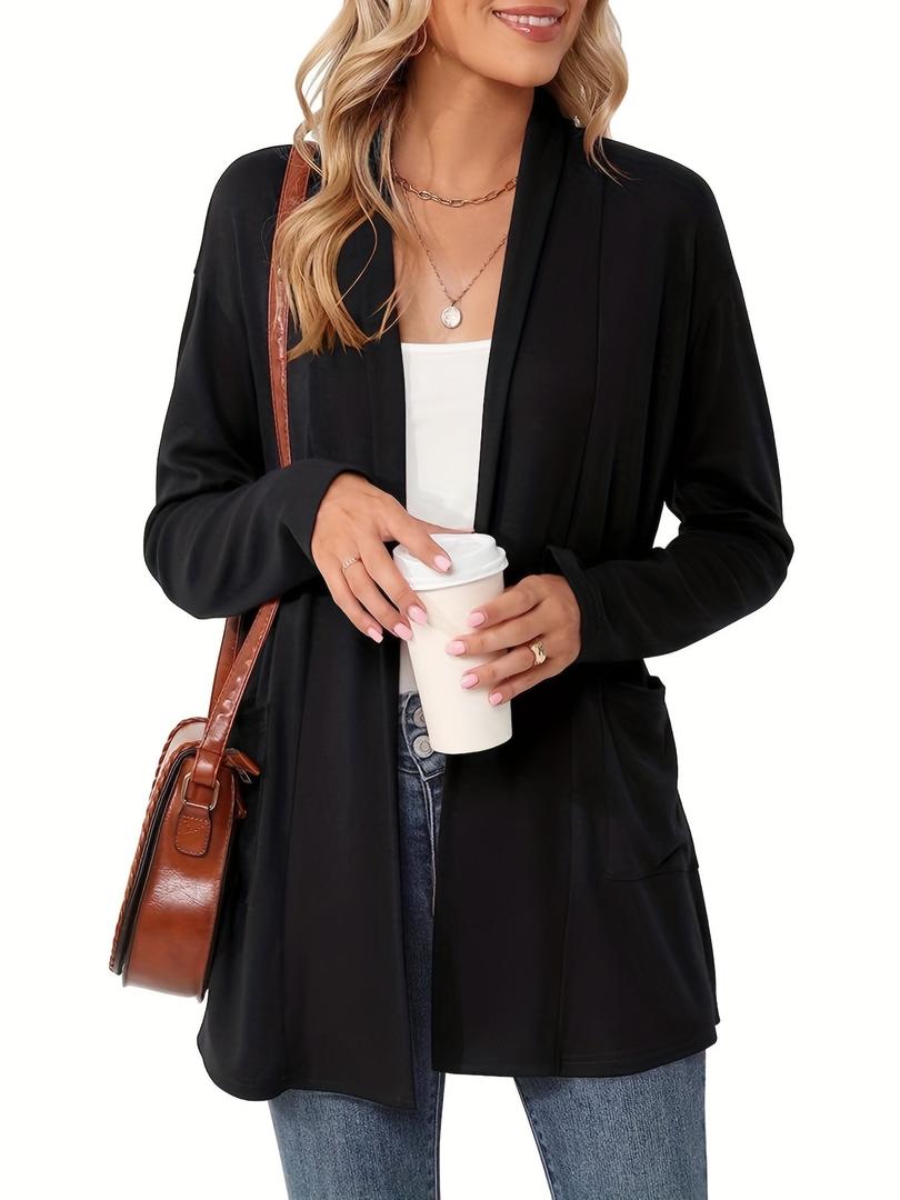 Damen Strickcardigan Mit Langarm | Offener Vordere