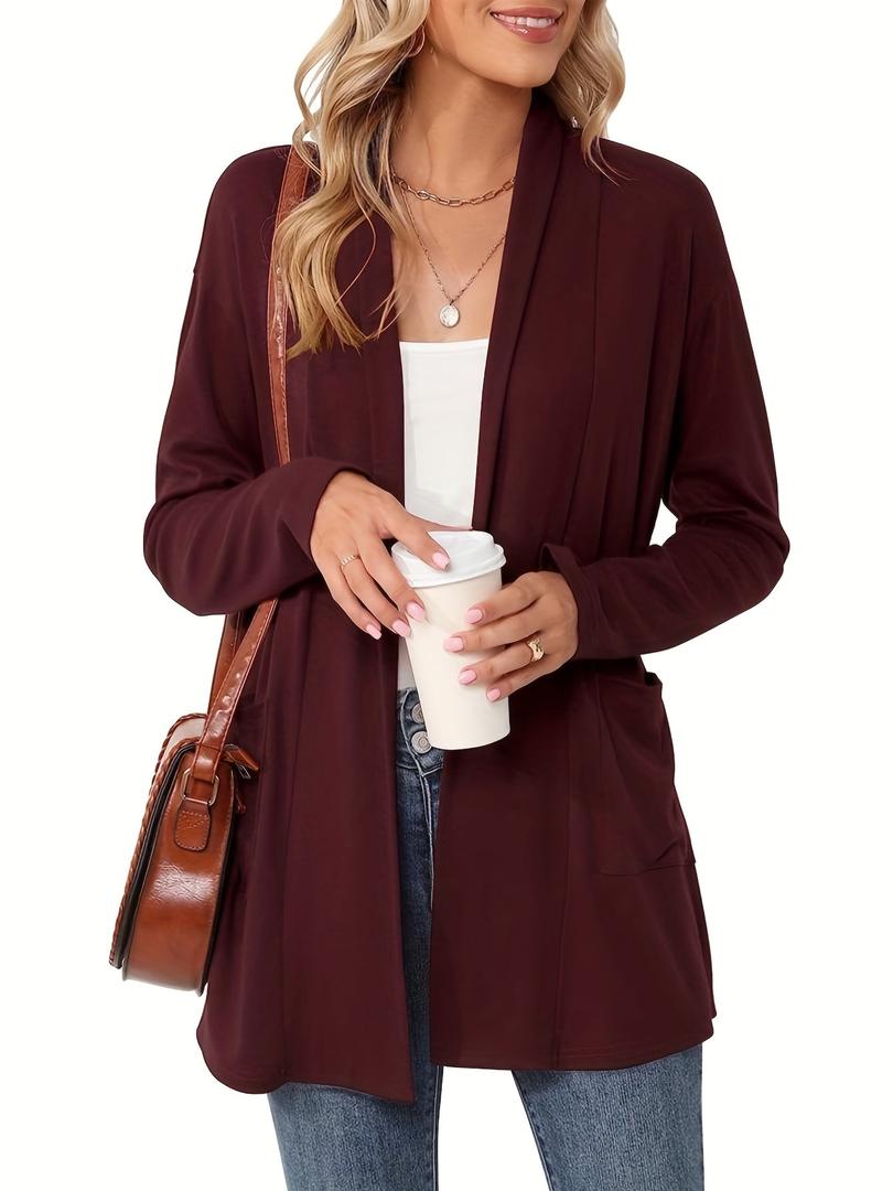 Damen Strickcardigan Mit Langarm | Offener Vordere