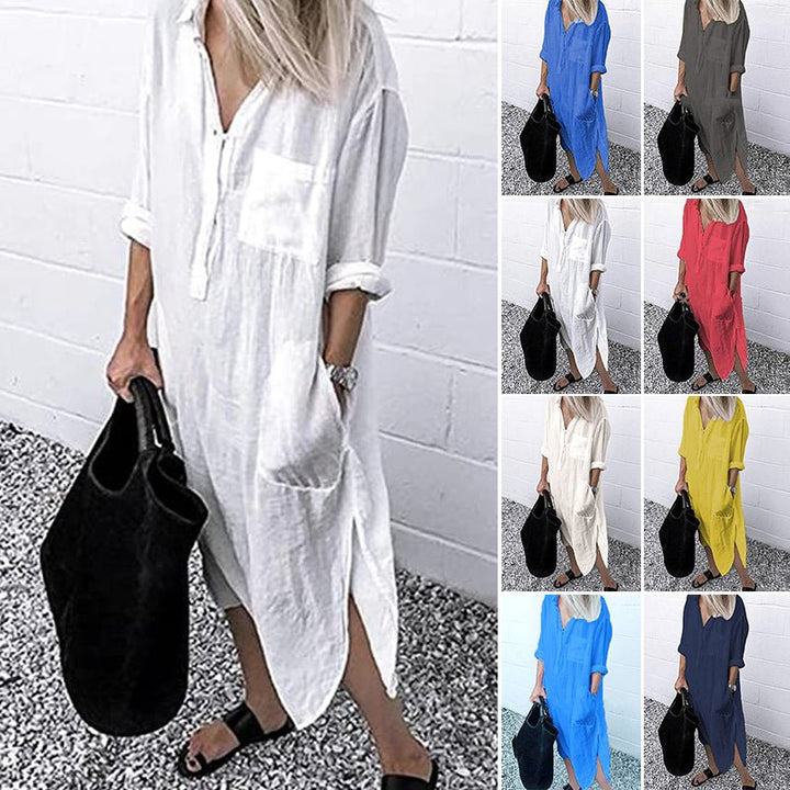 Maxi-Hemdkleid im Leinenstil für Damen