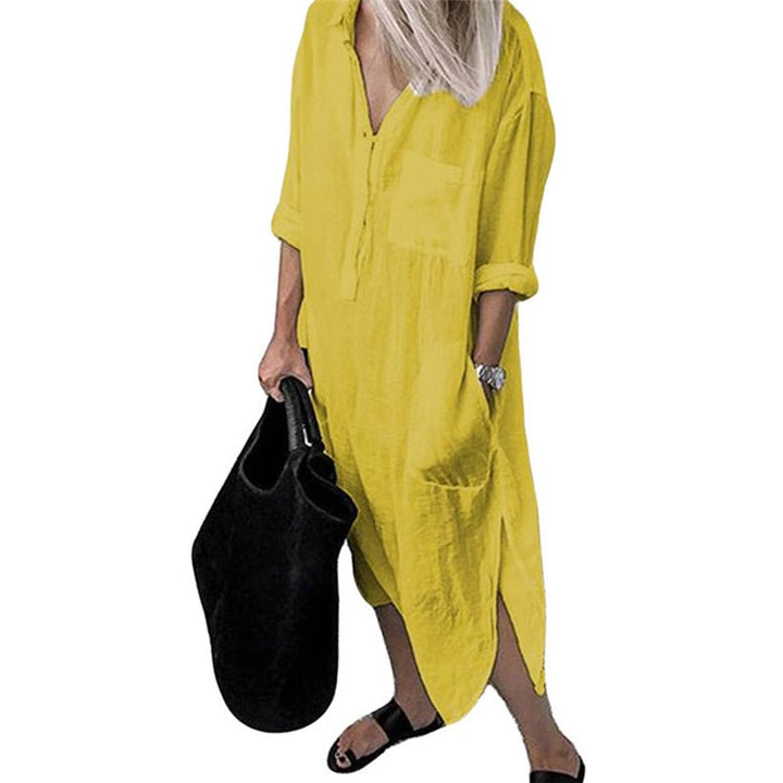 Maxi-Hemdkleid im Leinenstil für Damen