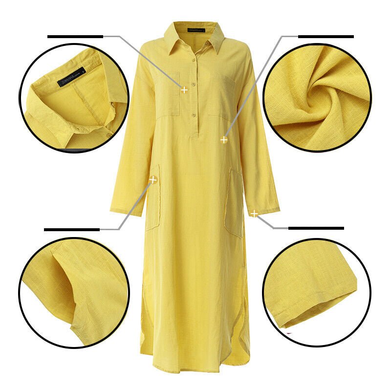 Maxi-Hemdkleid im Leinenstil für Damen