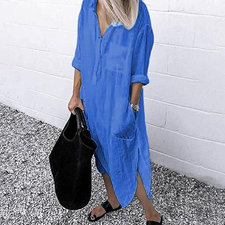 Maxi-Hemdkleid im Leinenstil für Damen