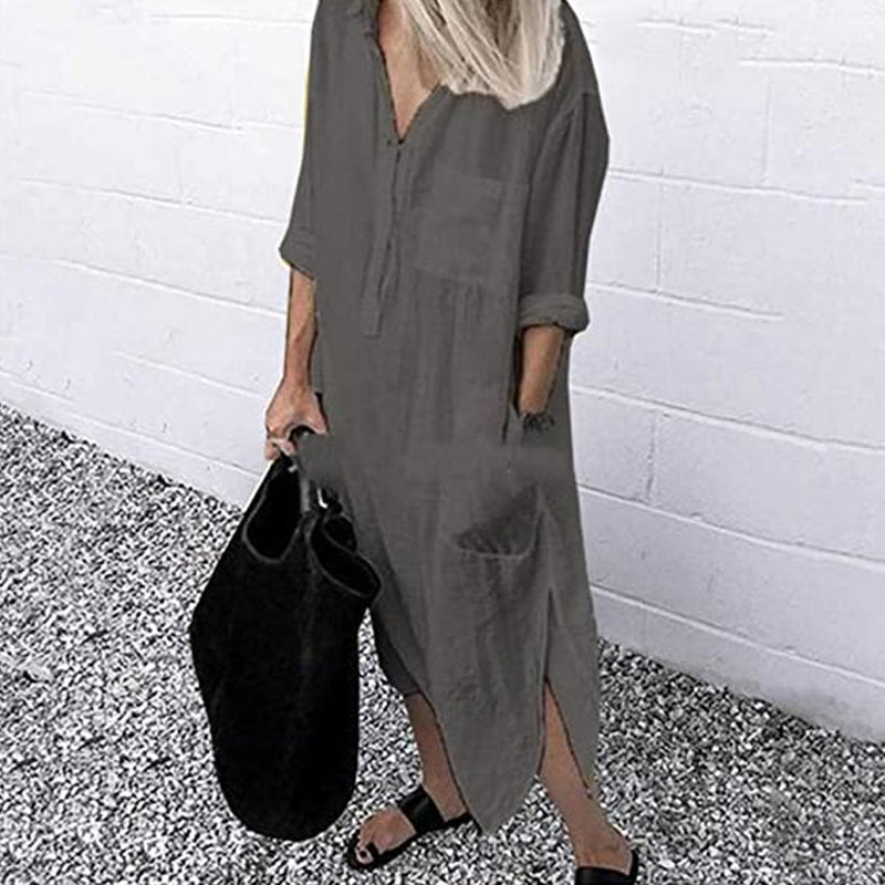 Maxi-Hemdkleid im Leinenstil für Damen