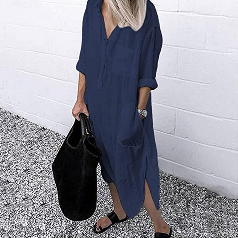 Maxi-Hemdkleid im Leinenstil für Damen