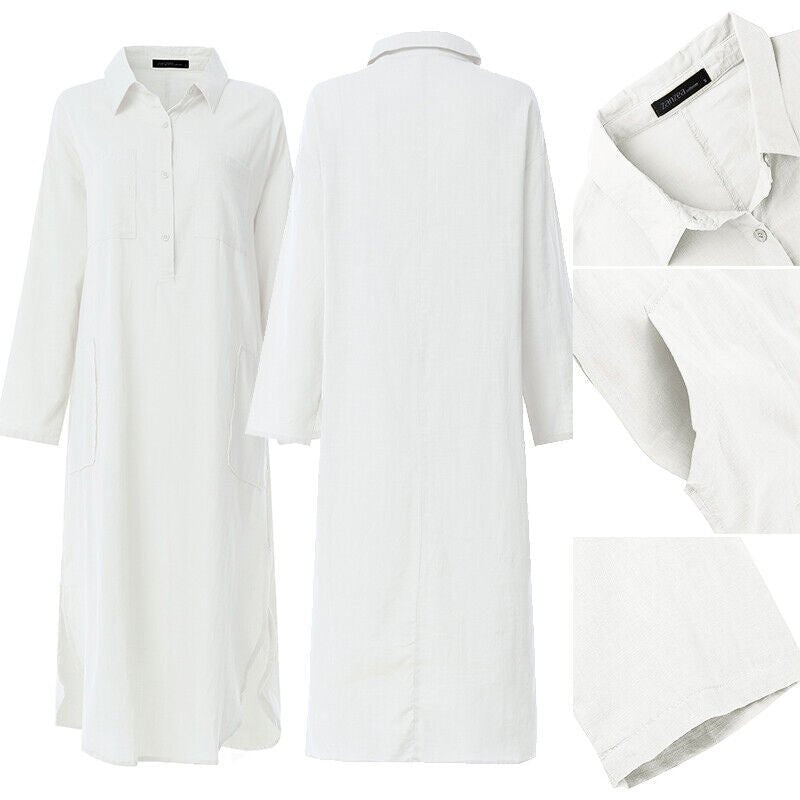 Maxi-Hemdkleid im Leinenstil für Damen
